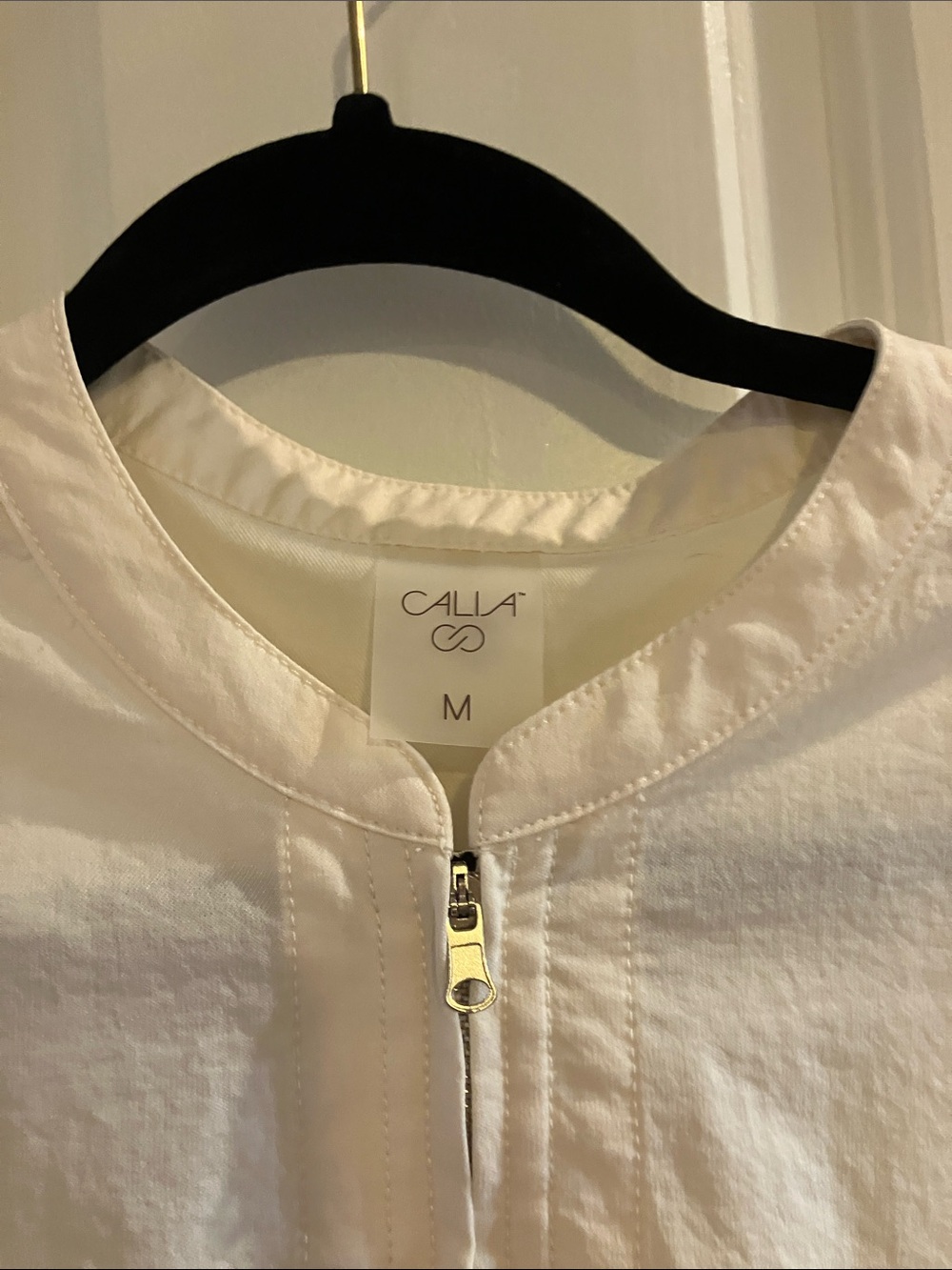 Calia off White/creamSleeveless Zip-Front One Piece Romper with Waist cinch - Picture 5 of 7